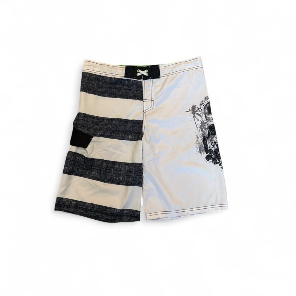 Cherokee Black and White Hybrid Men's Swim Trunks